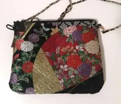 菊と紅葉 古典柄｜着物帯リメイク ミニショルダーバッグ・ポーチ・サコッシュ