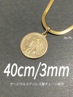 【スネークチェーン コインネックレス ゴールド 40cm】ステンレス a06