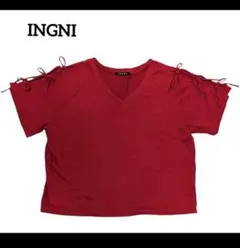 INGNI　袖リボン付き　Vネック半袖トップス