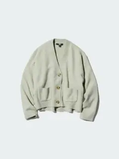 【UNIQLO】ライトグリーン　スフレヤーンVネックショートカーディガン