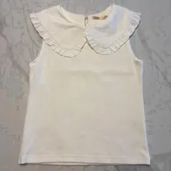 ems excite フリル　襟　カラー　トップス　ノースリーブ　白　F