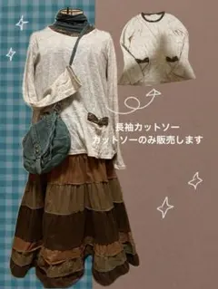 ヒッピー　森ガール　長袖カットソー