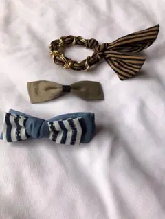 リボンバレッタ二点、ブレスレット一点セット