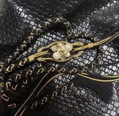 高級 新品 正絹 帯締め 黒 金 日本製 振袖 成人式 パール 一蔵