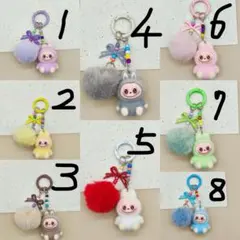 2個セットラブブ キーホルダー　ポンポン　リボン付き