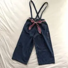 ダークデニム サスペンダー付きオーバーオール