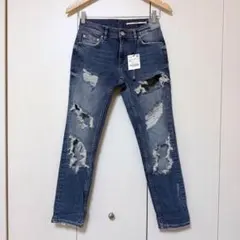 ZARA ザラ ダメージデニムパンツ スリムテーパード ギャル グランジ Y2Kのサムネイル