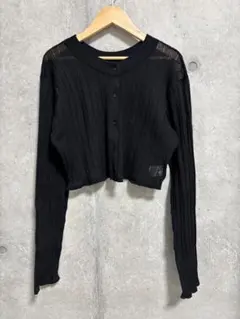 GRL 前後2wayシアーニットショート丈カーディガン　ブラック【an1242】