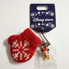 ディズニーストア ミニーマウス ニットミトン型ストラップ