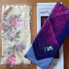 LANCEL ハンカチ 花柄 Lavenden 藍　ハンカチ　2枚セットのサムネイル