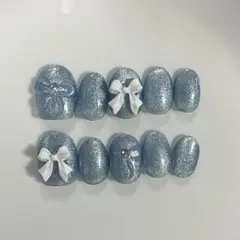 【匿名配送】【現品】ネイルチップ　マグネットネイル リボンネイル ハンドメイド