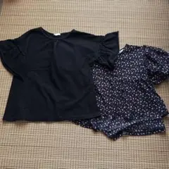 GUフリル袖 黒 FIXFOXI花柄 トップス２枚　130センチ