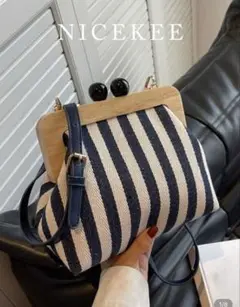 SEINE がま口型　ショルダーバッグ　ストライプ
