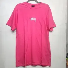 00s ステューシー XL 黒タグ ロゴTシャツ ピンク メキシコ