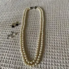 パール　2連ネックレス　イヤリング　フォーマル