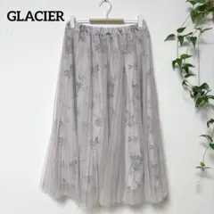 GLACIERグラシア Mチュールロングスカート 花柄 プリーツ ウエストゴム