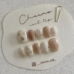 現品　No.22 ネイルチップ　ニュアンス　淡色　ハート　ホワイト　ピンク