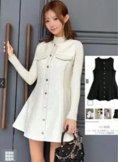 グレイル　ツイードノースリーフレアミニワンピース