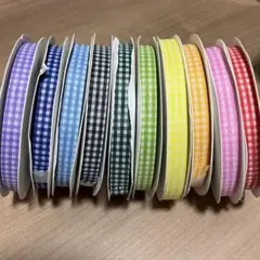 ギンガムチェックリボン10mm幅 50ヤード×10巻セット まとめ売り