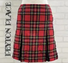 ★美品★ PEYTON PLACE 赤 チェック プリーツスカート 日本製