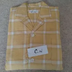 イエローチェックパジャマ Lサイズ 100%コットン