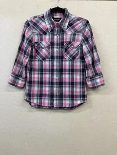 Lee×アースミュージック&エコロジーロゴ入綿85麻15チェック柄シャツ