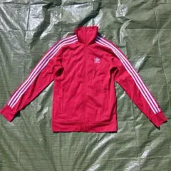 adidas アディダス トラックジャケット 赤 S相当★ジャージ トレフォイル