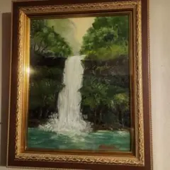 萩駿 油彩 風景画 渓流 柳瀬川 栃木 日本風景 昭和 絵画 260207-1