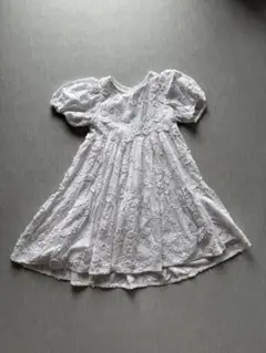ZARAキッズ　128　ホワイト刺繍パフスリーブワンピース　フォーマル