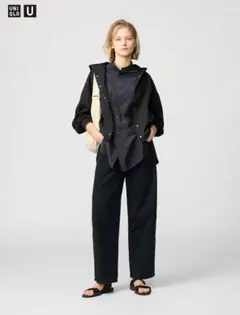 UNIQLO コットンワイドパンツ　70センチ　ブラック　美品