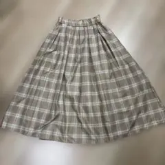 チェック柄 ロングフレアスカート