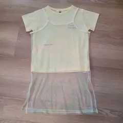 PINK-latte 重ね着風 半袖Tシャツ イエロー Lサイズ 150cmのサムネイル