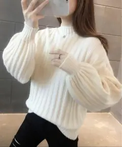 ❤️ニットセーター❤️ タートルネック ボトルネック プルオーバー 長袖