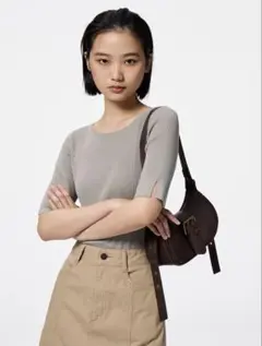 【新品未使用】GUリブボートネックセーター半袖