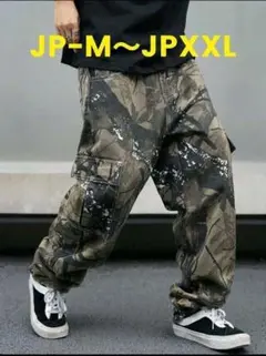 【JP-M~JP-XXL】ワイドレッグ 迷彩柄 ジーンズ リアルツリー M