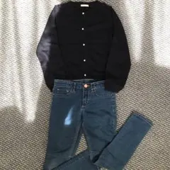 GUカーディガン&H&Mスキニーデニムパンツ　130セット