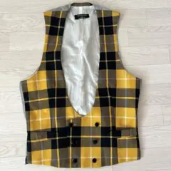 トゥモローランド ウールサージ タータンチェック ダブルブレステッドベスト 48