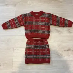 べべ　セットアップ　ニット　チェック　赤　100 クリスマス