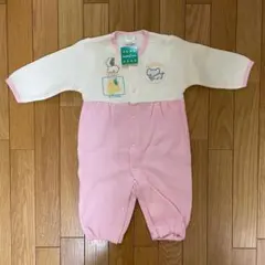 【新品、RingRingChime】長袖裏起毛ロンパーズ　ピンク　８０ｃｍ