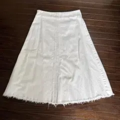 デニム フレアロングスカート ホワイト