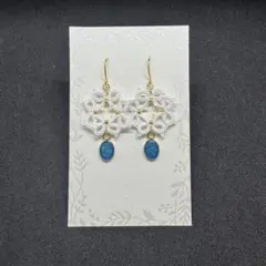 タティングレースと京都オパールのピアス＊イヤリング