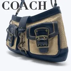 COACH コーチ y2k Straw Leather Pocket Bag