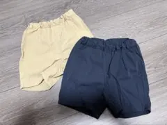 無印　80サイズ ネイビーブルー・ベージュ ボトムス 2枚組