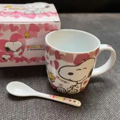 スヌーピー ハート柄マグカップ＆スプーンセット