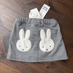 新品タグ付き petit main ミッフィーポケット チェックスカパン 80