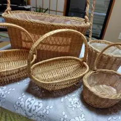 ラタンバスケット 3点 木製トレー 蓋付き 持ち手付 - メルカリ