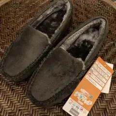 しまむら　CLOSSHI ボア　モカシン　Lデオリッチ　グレー　撥水　消臭