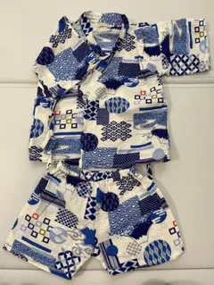 青系パターン柄 甚平 90cm