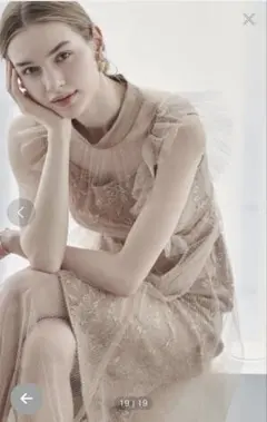 タグ付き新品未使用 アンドクチュール チュール&レースフレアワンピース