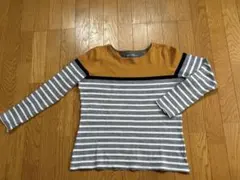 Eddie Bauer マスタード・ストライプ 長袖カットソー　サイズ　PL